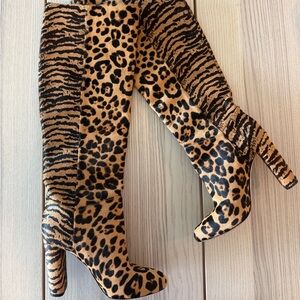 vintage leapard print knee high boots y2k